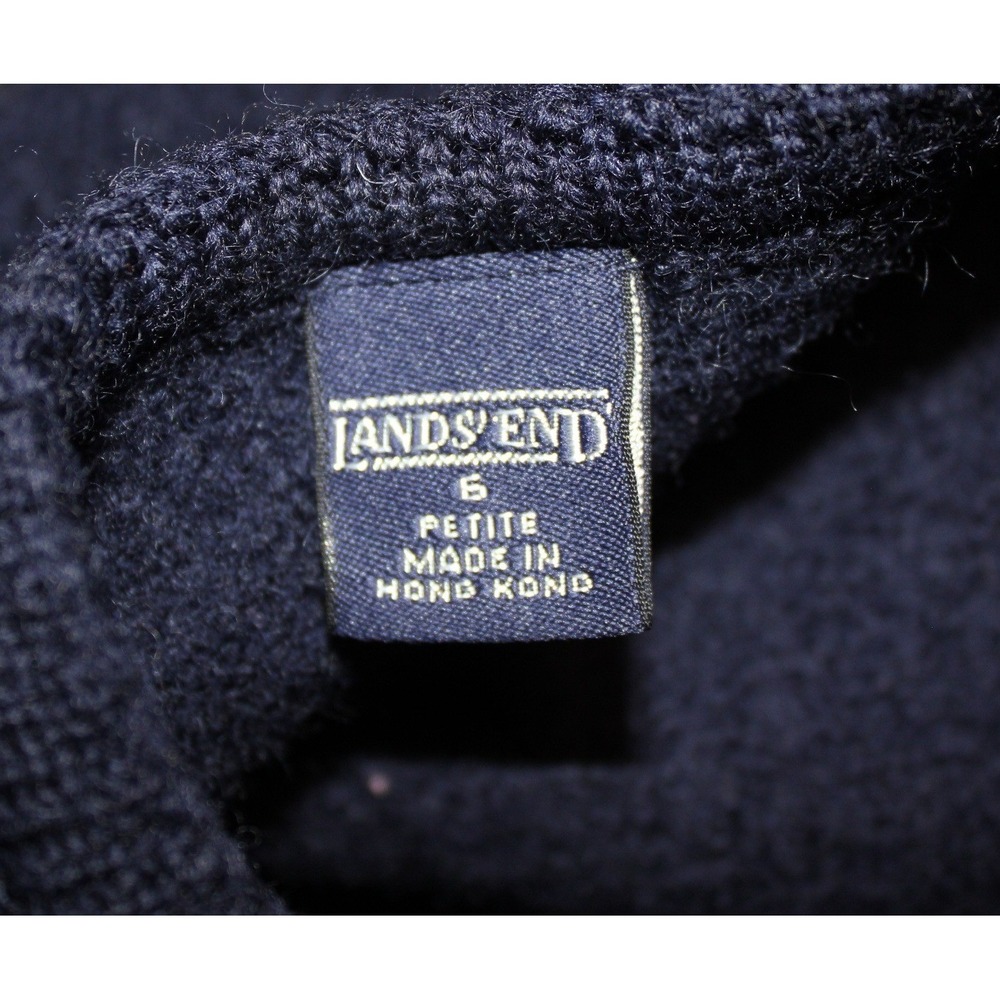 Lands' End Navy Blue Boiled Wool Cropped Cardigan Sweater Petite 6 Capsule Twee - Picture 2 of 6